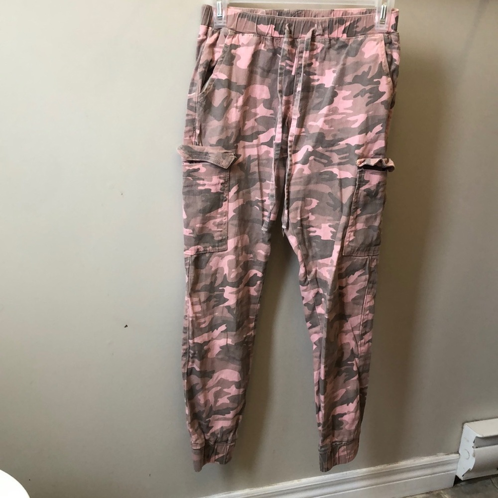 Pink camo cargo pants